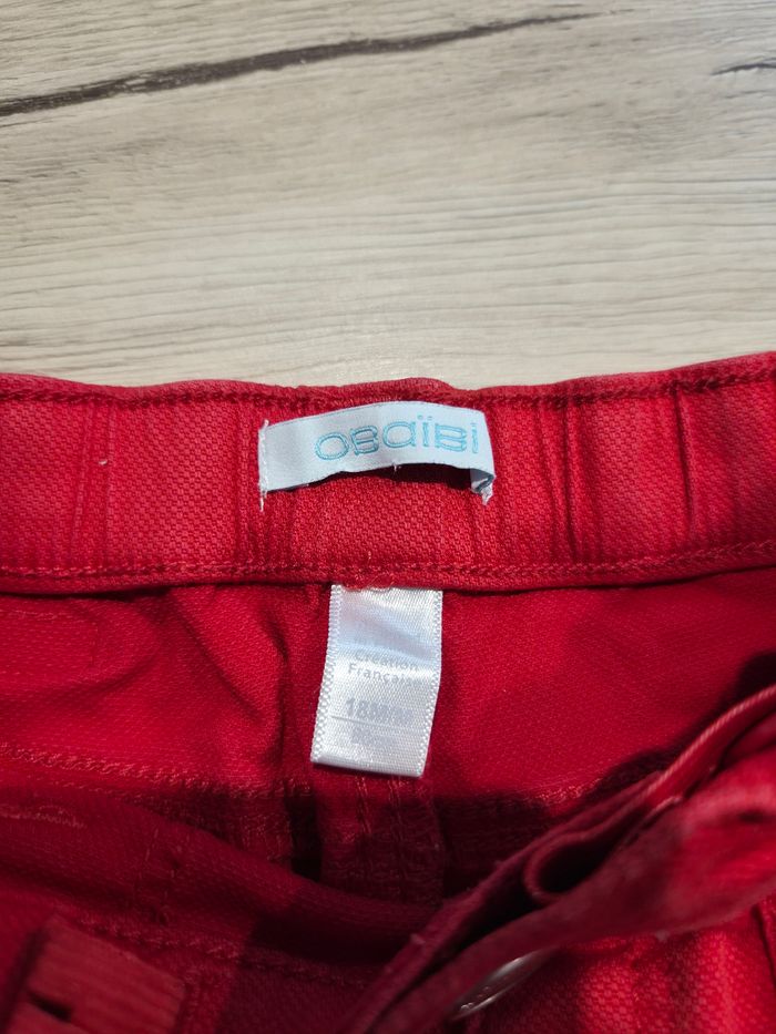 Short en jeans rouge, Obaïbi, 18 mois - photo numéro 3