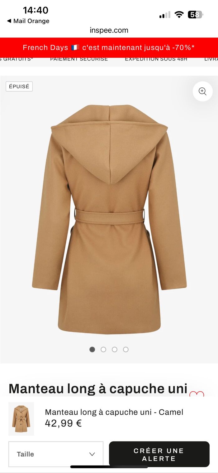 Manteau long à capuche - photo numéro 6