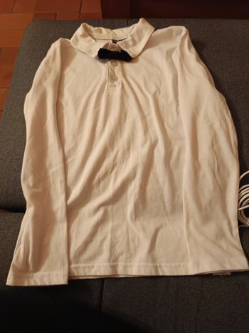 Polo blanc manche longue noeud papillon taille 10 ans