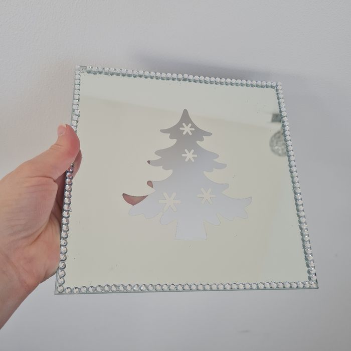 Plateau miroir strass argenté