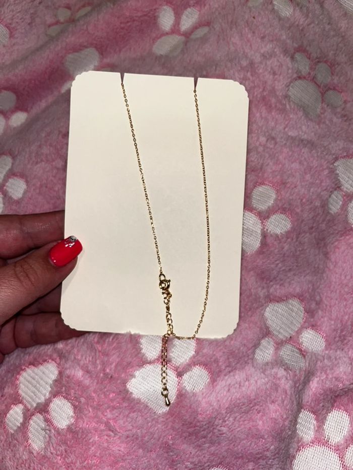 Collier doré cuir bleu - photo numéro 3