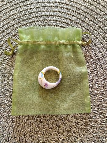 🪷 Superbe bague en céramique - motif floral ⭐