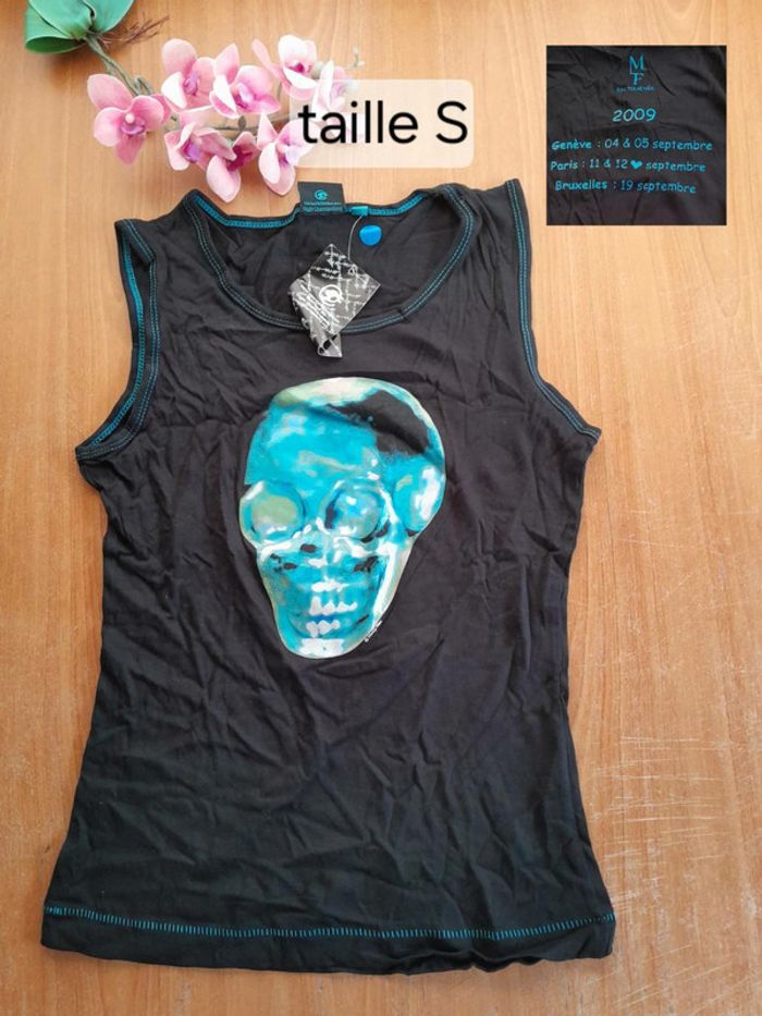 Debardeur mylène farmer skull noir taille S