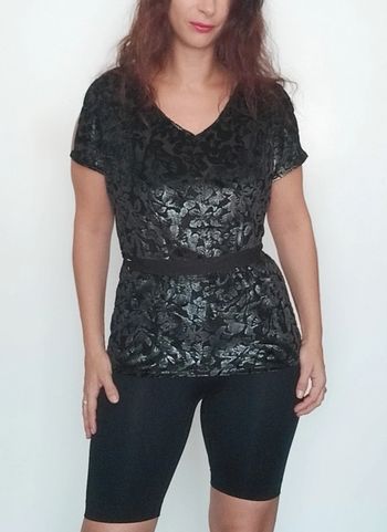 Haut soirée touché velours noir et argent 36
