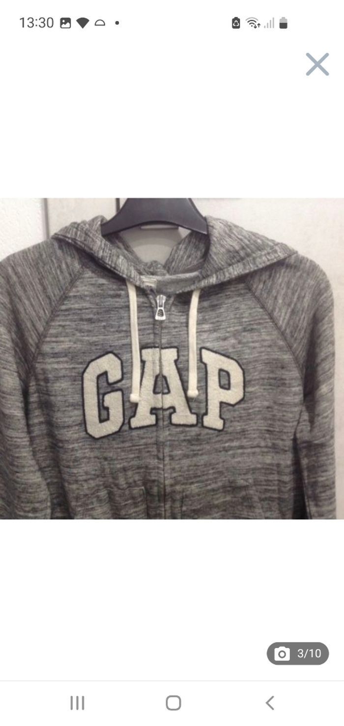 Veste zippée à capuche grise Gap XS - photo numéro 3