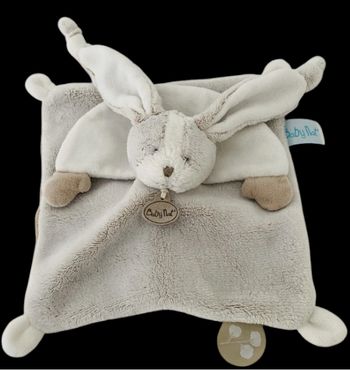 ❤️B4799 Doudou Plat Mouchoir Lapin Toudoux BABY NAT Babynat Cape Gris Beige Blanc