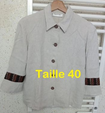 Veste beige 38 % Lin Figure Libre Taille 40