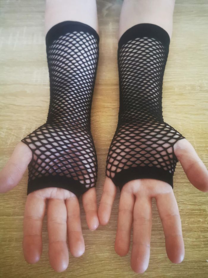 Paire de gant mitaine resille **NEUF** noir taille unique punk gothique grunge - photo numéro 3