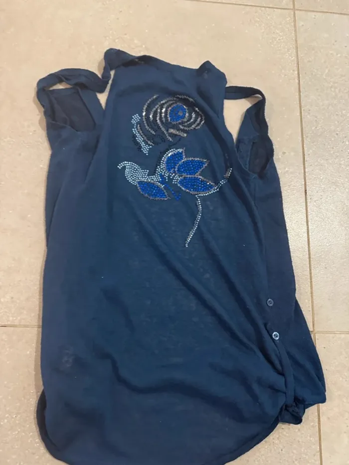 Gilet bleu By Laetitia taille S/M, très bon état - photo numéro 3