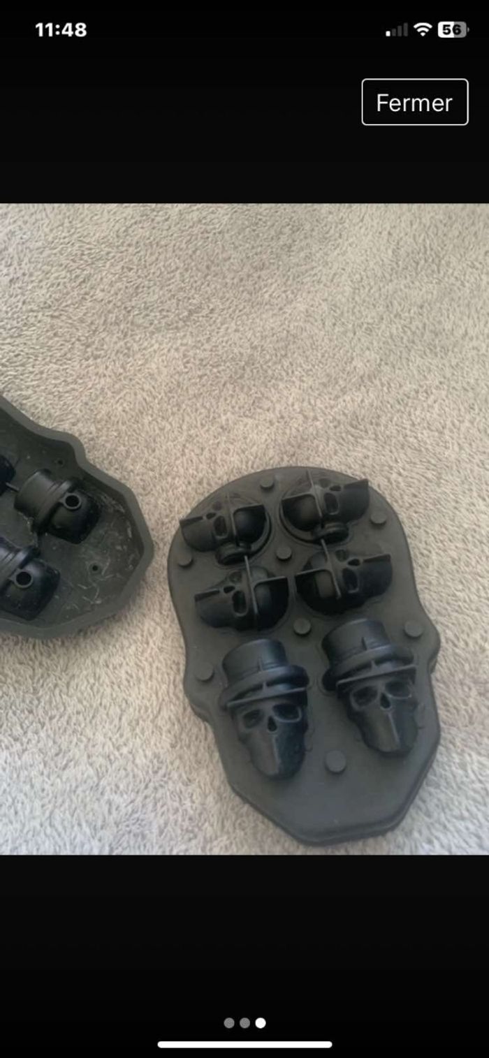 Bac à glaçons 3D en silicone. Têtes de mort - photo numéro 3