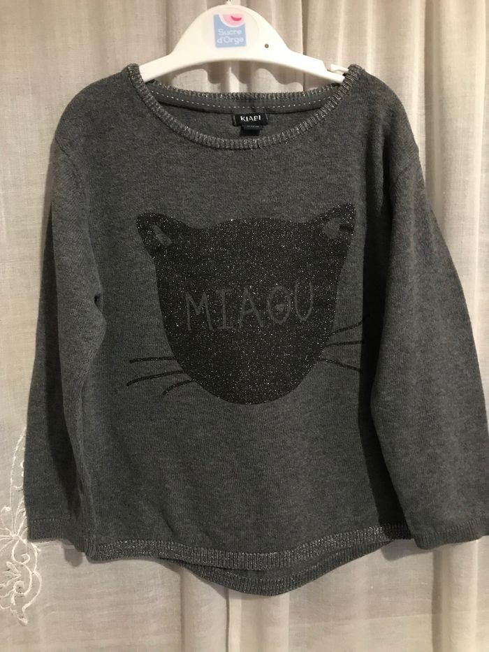 Pull gris chat paillettes 3 ans Kiabi - photo numéro 2