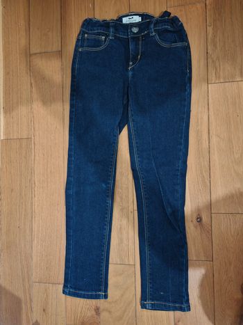 Jean slim fille Cyrillus 7 ans 👧 Taille élastique, denim bleu foncé, confortable