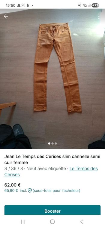 Jean le temps des Cerises slim cannelle semi cuir