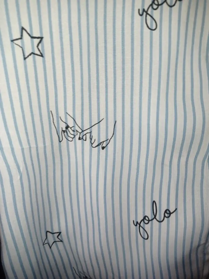 Chemise manches longues blanche a rayures bleu - photo numéro 2
