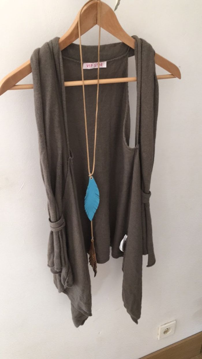 Gilet sans manche tout doux cashmire taille unique beige/kaki/marron