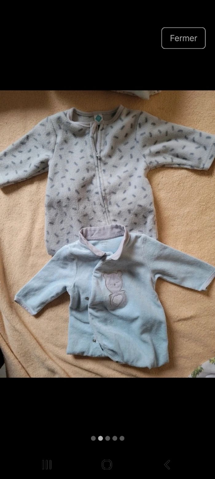 Lot 9 pyjamas velours 3 mois - photo numéro 2