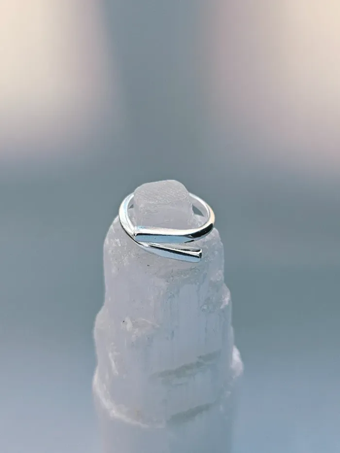 Bague acier inoxydable ouverte minimaliste ajustable