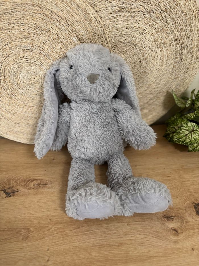 Doudou lapin grandes oreilles gris action - photo numéro 4