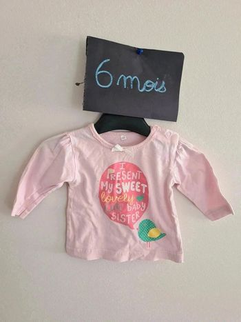 Pull manche longue 6 mois rose  .