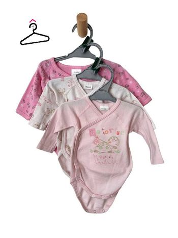 LOT de 3 bodies croisés à manches longues roses - bébé fille 3 mois