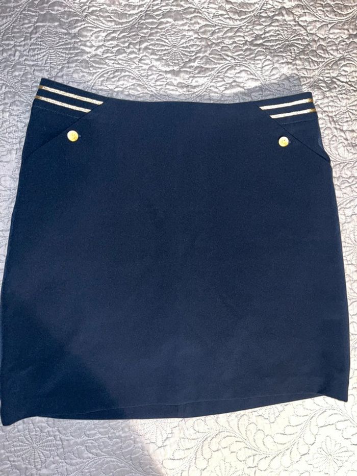 Jupe etam 42 bleu marine et doré