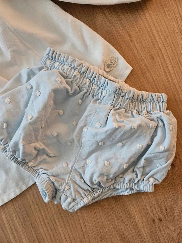 Ensemble bloomer bleu clair et blouse José varon 12 mois - photo numéro 3