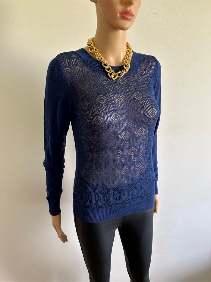 Pull bleu avec dentelle Mexx taille XS TBE - photo numéro 2