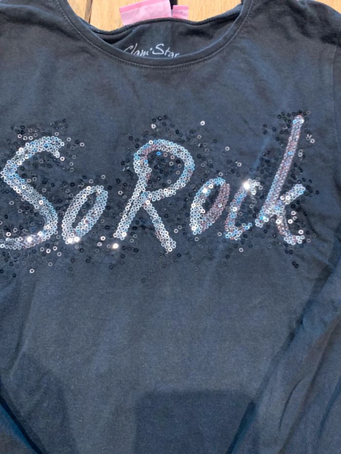Tee-shirt manches longues noir So Rock  fille 10 ans (140) NKY - photo numéro 4