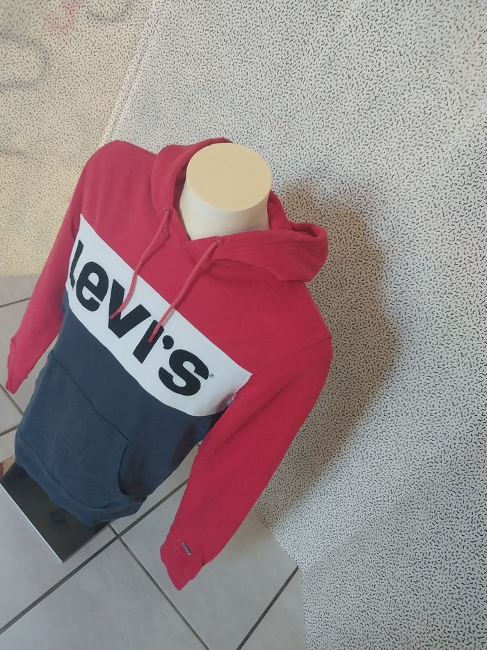 Sweat à capuche Levi’s tricolore rouge bleu blanc – Taille S - photo numéro 6