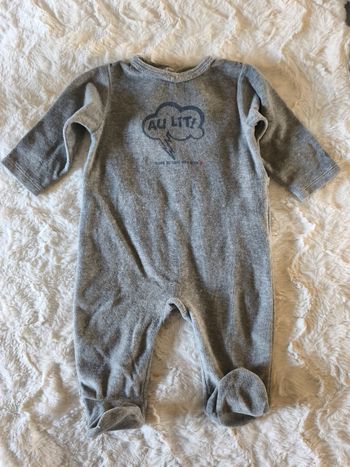 Pyjama velours gris Kimbaloo taille 6 mois