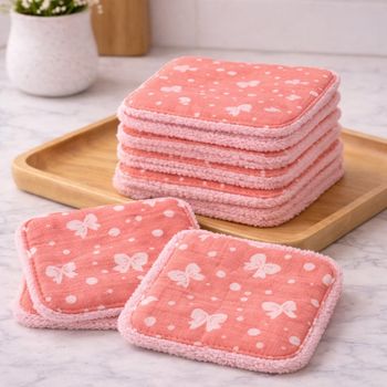 Lot de 6 lingettes lavables en gaze de coton et tissu éponge 