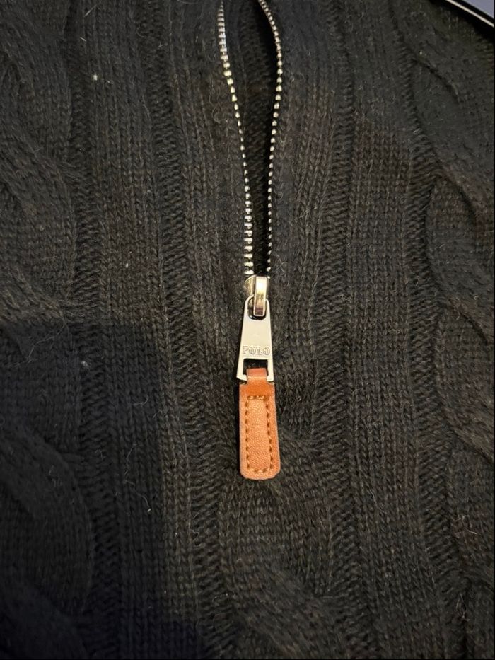 Pull torsadé Polo Ralph Lauren en laine half zip demi zip 1/4 zip noire neuf taille M - photo numéro 4