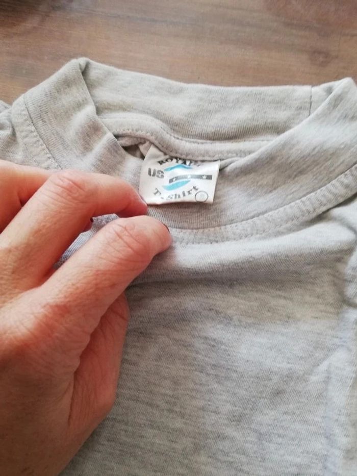 T shirt uni gris clair ,gris chiné - photo numéro 3