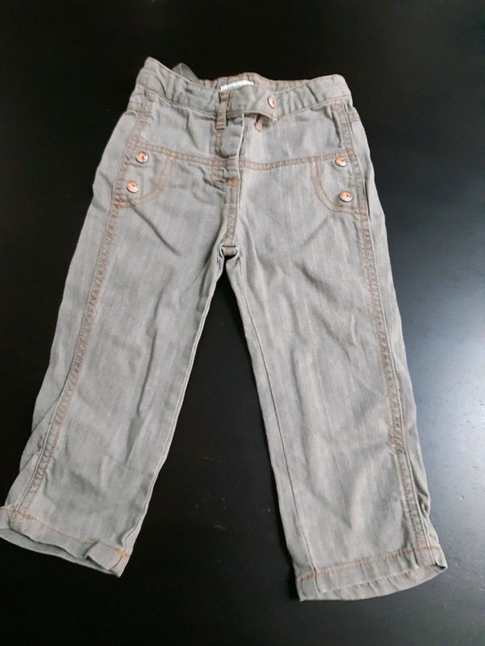 Jean gris bouton vintage lapin bebe fille 18 mois vertbaudet