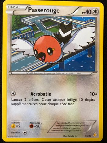 Carte Pokémon Passerouge 40PV 16/30 neuve