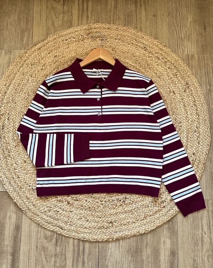 Pull bordeaux à rayures - photo numéro 2