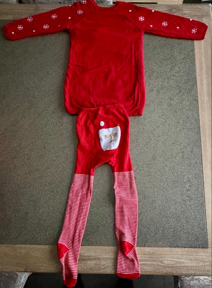 Ensemble Pull de Noël Pingouins + Collant pour fille