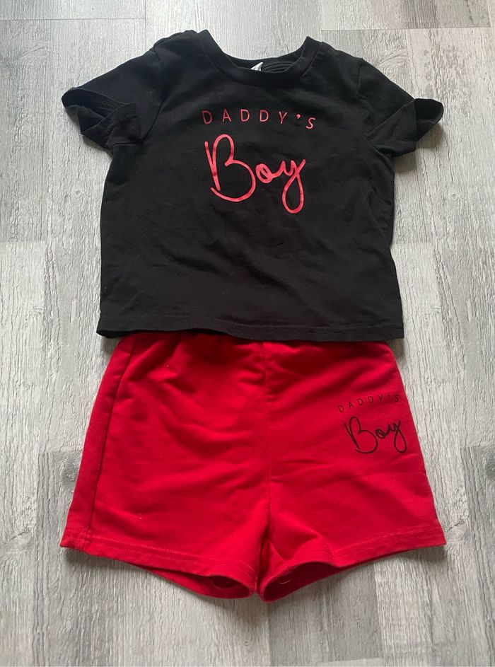 Ensemble short & t-shirt “daddy’s boy” 24 mois