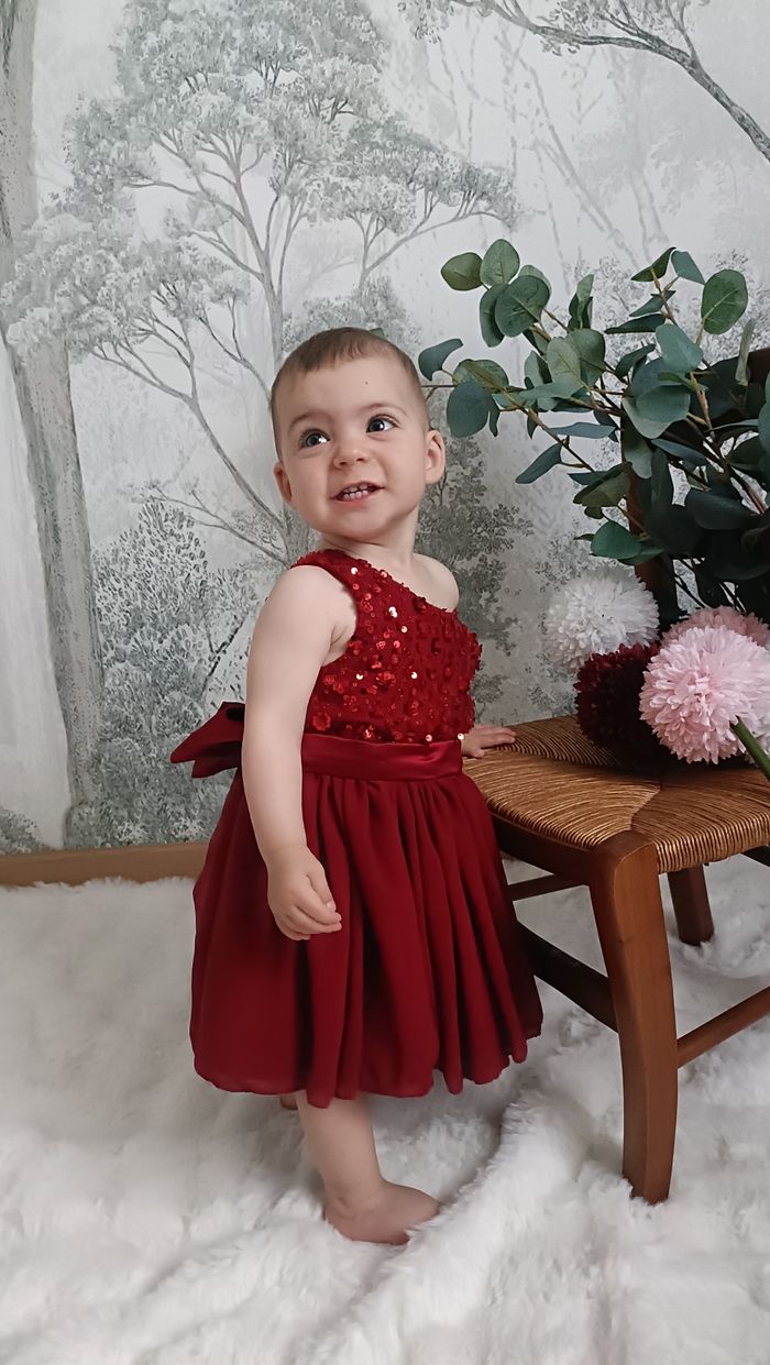 Robe Cérémonie Bébé & Fille – Rouge Rubis | Fait Main