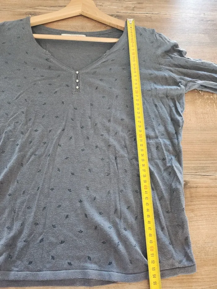 Haut tee-shirt blouse pull fin manches longues taille 38 Camaïeu bleu en très bon état - photo numéro 6