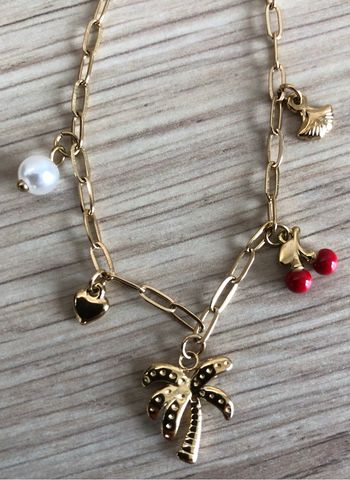 Bracelet cheville pampille cerise
