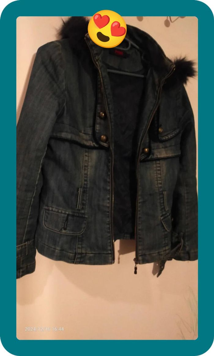 Veste en jean chaude vintage, femme, taille 40 - photo numéro 2