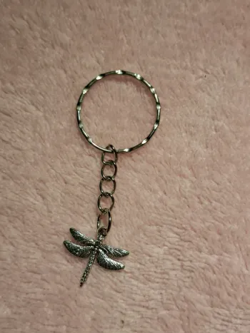 Porte-clés libellule argenté vintage