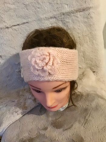 Bandeau tête cheveux rose clair taille unique (0124)