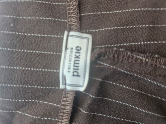 Jupe short 32 Pimkie Marron fines rayures blanches boucle décorative - photo numéro 6