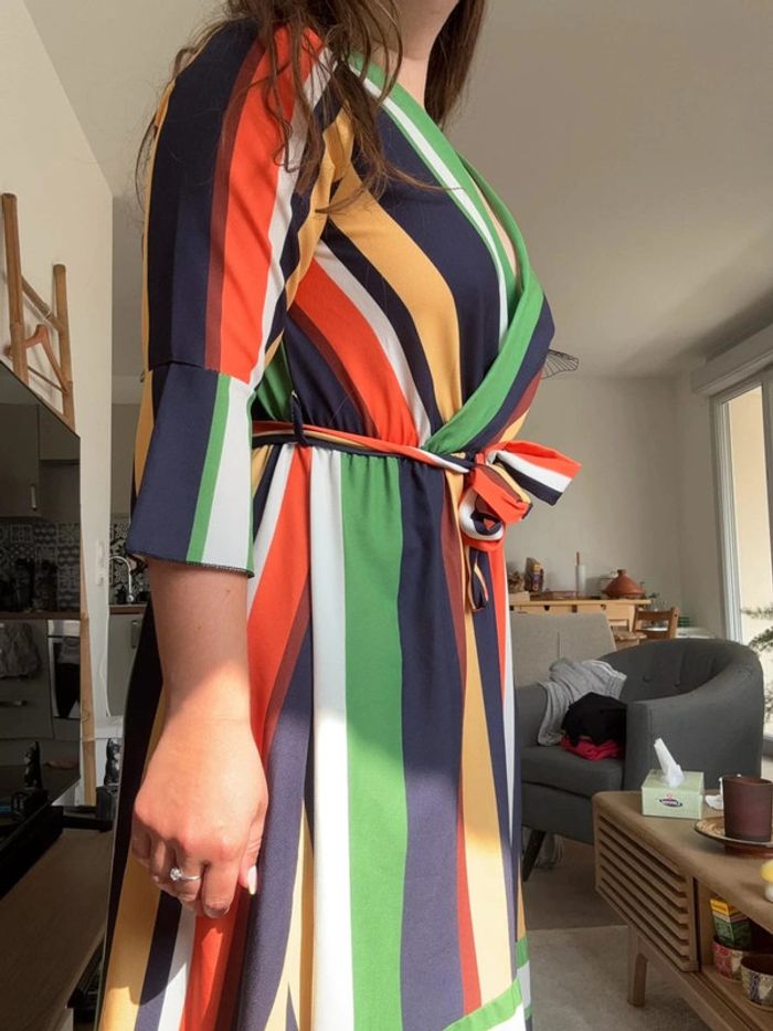 Robe colorée verte orange jaune - Made in Italy taille M - photo numéro 4
