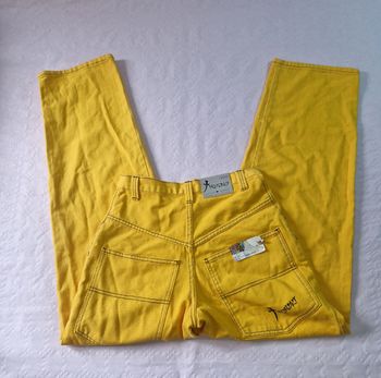 Jeans unisexe homme femme baggy , jaune , broderie Thundry  , taille 34