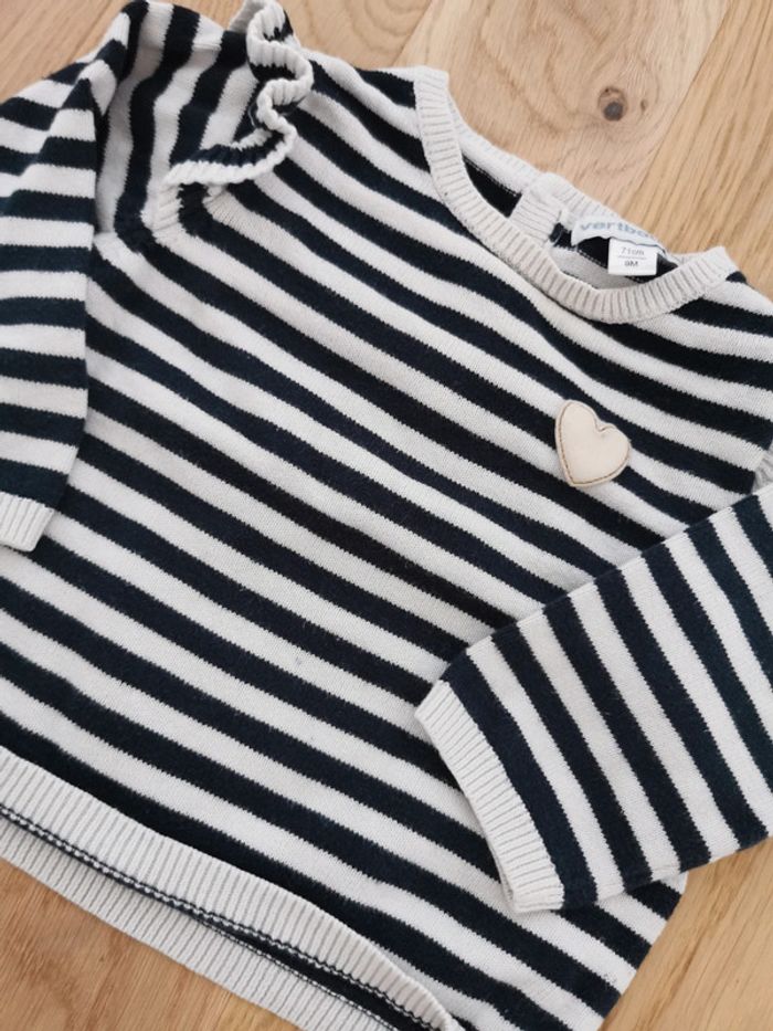 Pull à rayures fille 9 mois - photo numéro 2