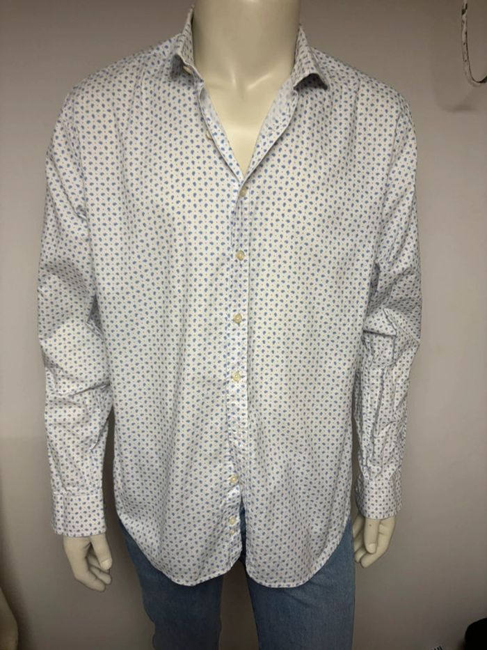 Chemise blanche à motif bleu café coton taille 42 - photo numéro 4