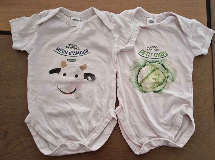 Lot de 2 bodys mixte bledina 12 mois